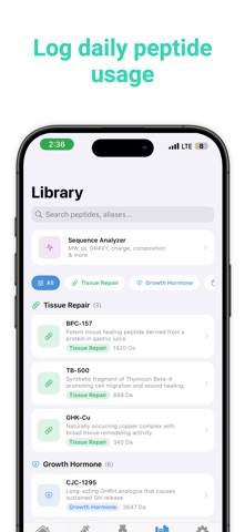 Peptide Tracker & Calculation iPhone screenshot