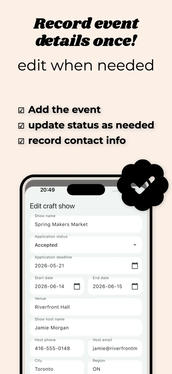 Screenshot #3 pour Craft Show Tracker Lite