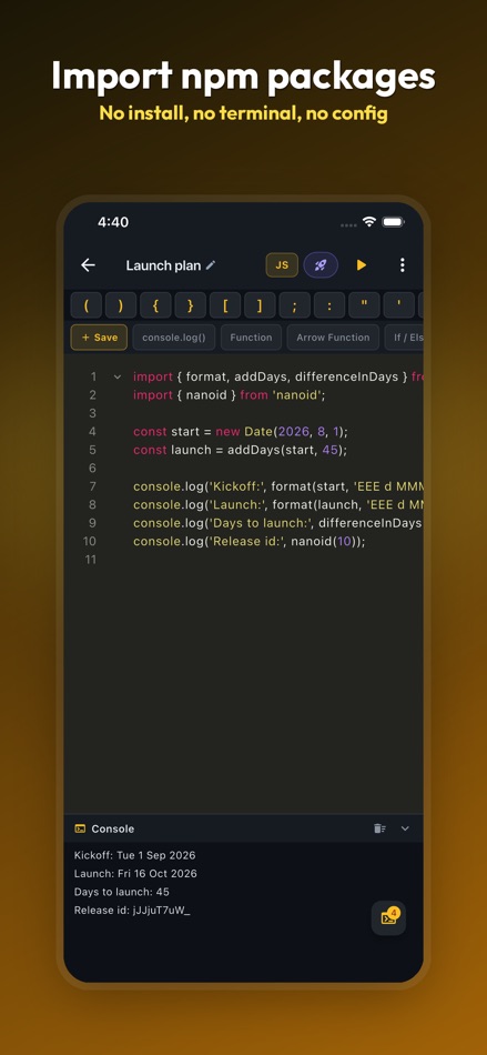 #3. JavaScript Editor: JS IDE (iOS) 作者: Sahana A S
