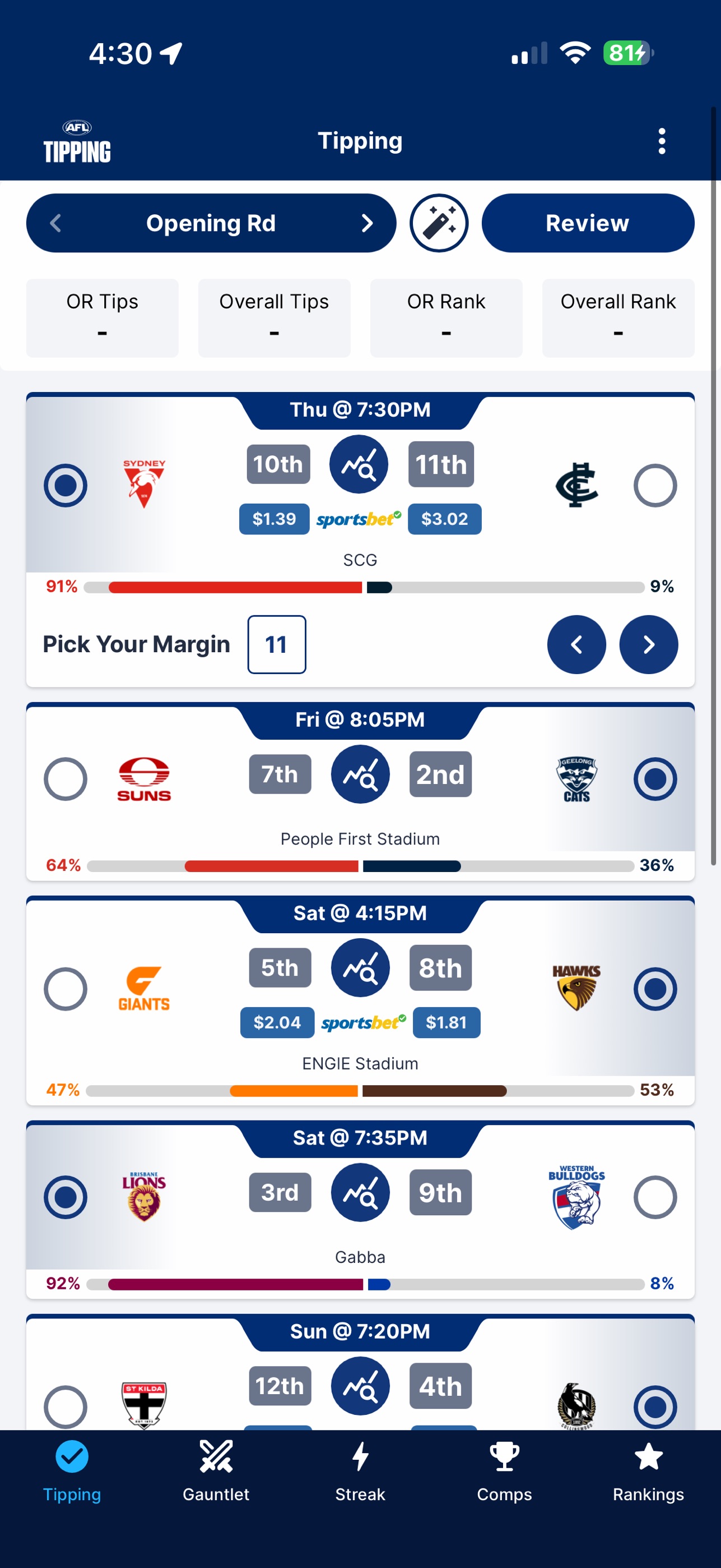 Screenshot 1 of Official AFL Tipping