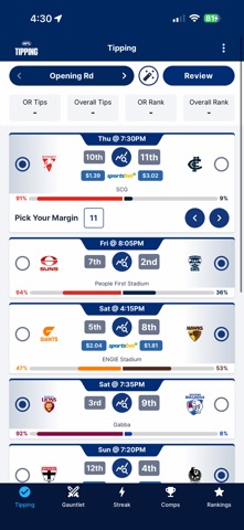 Official AFL Tipping screenshot