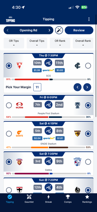Official AFL Tipping Screenshot 1 of 4
