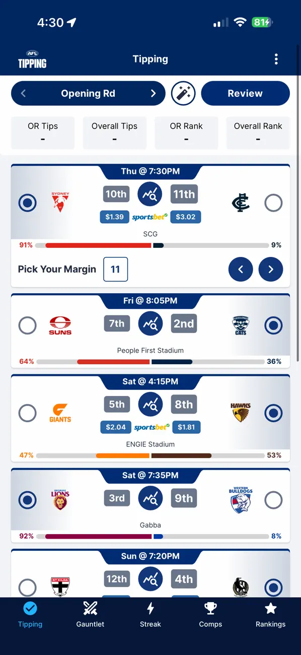 Screenshot #1 pour Official AFL Tipping