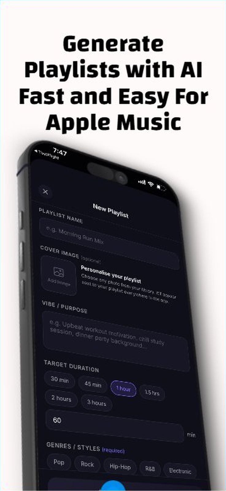 EZMix : AI Playlist Generator iphone screenshot 1