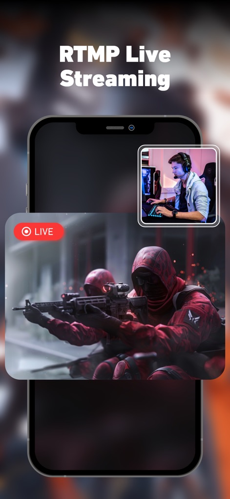 Super Screen Recorder: Full HD - La aplicación facilita "transmisiones en tiempo real" con un "indicador LIVE" prominente y la capacidad de integrar la cámara frontal del usuario en una ventana flotante.