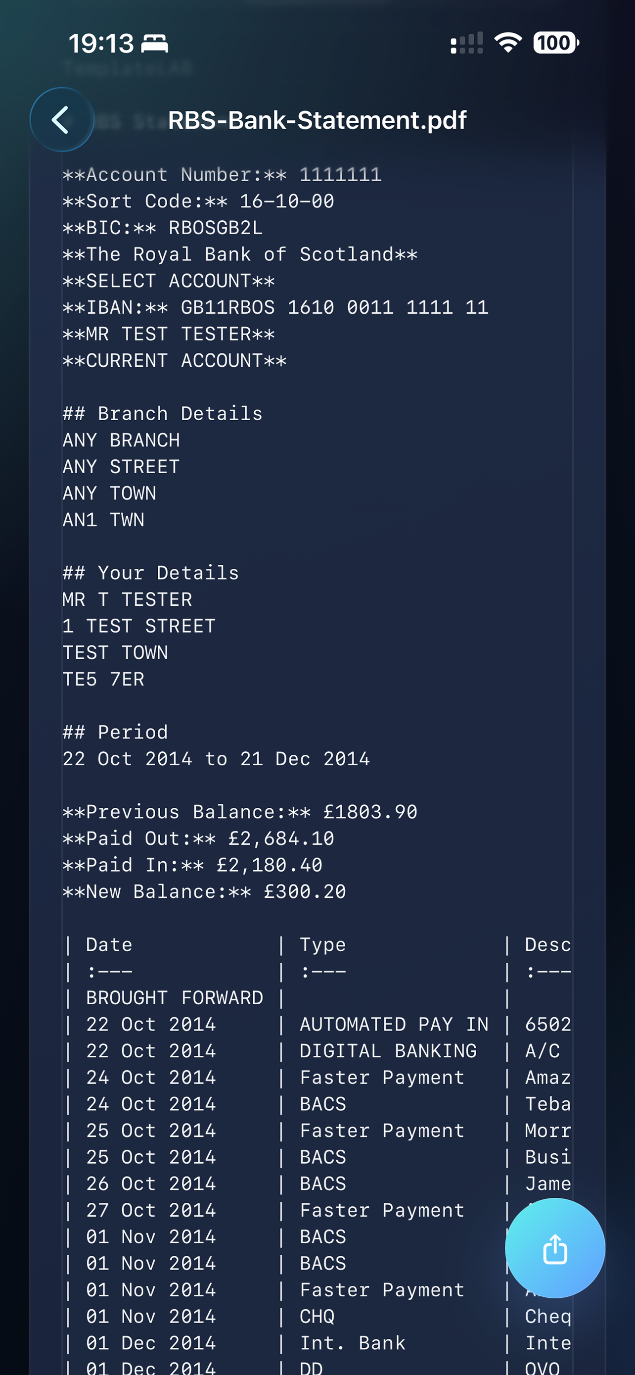 PDF Bank Statement Converter