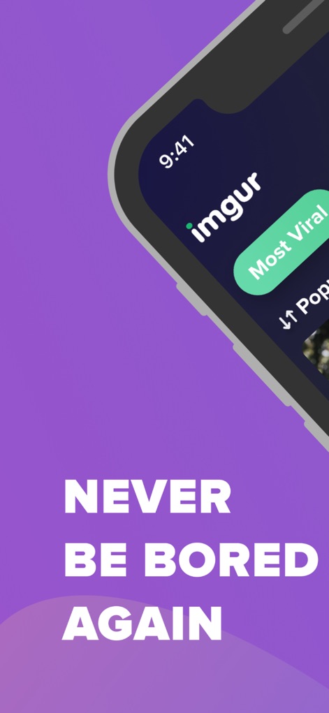 Imgur: Funny Memes & GIF Maker - La aplicación presenta un carrusel de contenido popular, destacando la sección "Most Viral" con una interfaz de usuario clara que permite una fácil navegación.