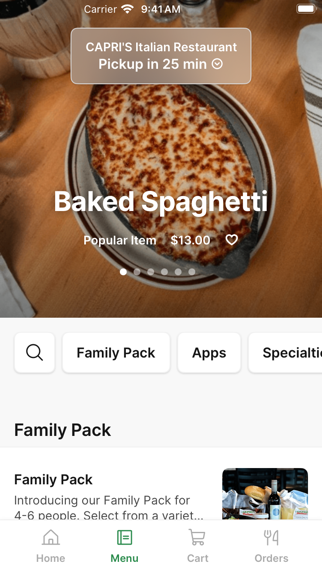 CAPRI'S Italian Restaurant iPhone screenshot 2 - Food & Drink app