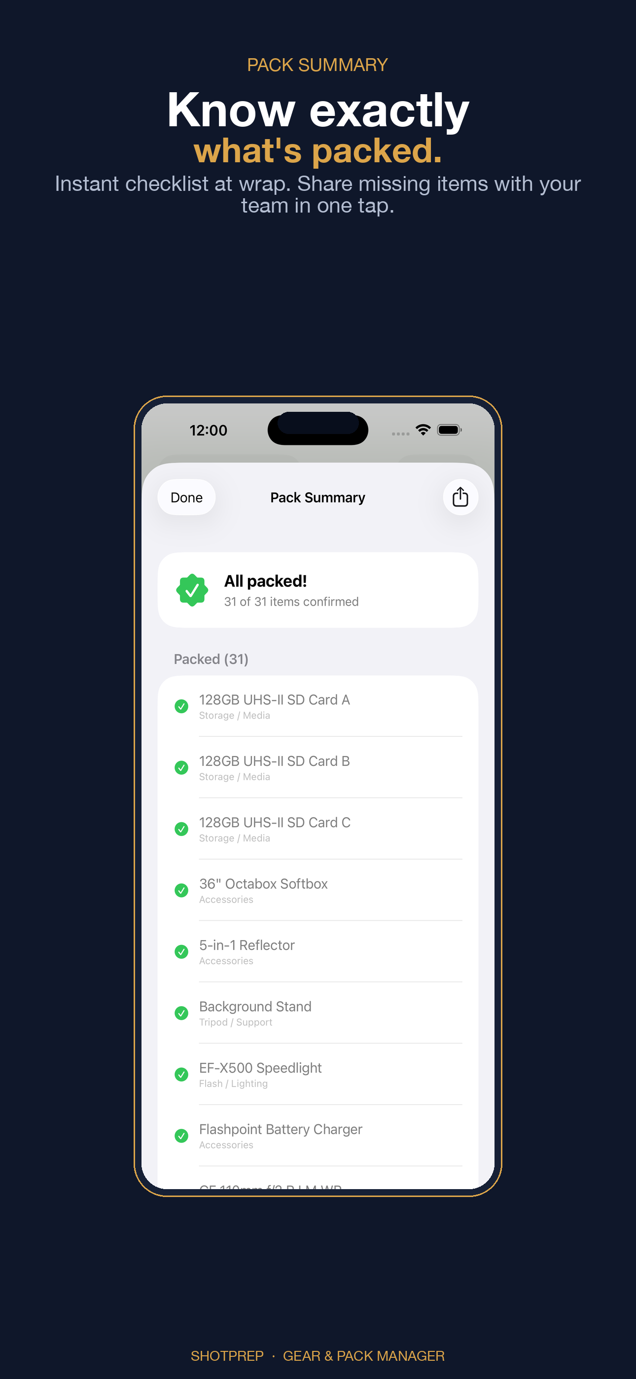 ShotPrep: Gear & Pack Manager screenshot 8