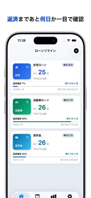 ローンリマイン 返済日までのカウントダウン screenshot 2
