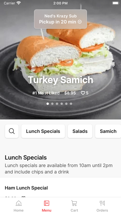 Ned's Krazy Sub To Go iPhone screenshot 2 - Food & Drink app