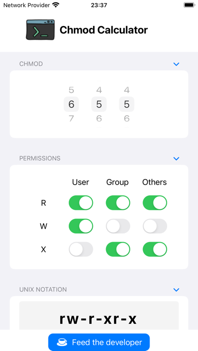 SJ Chmod Calculator Screenshot