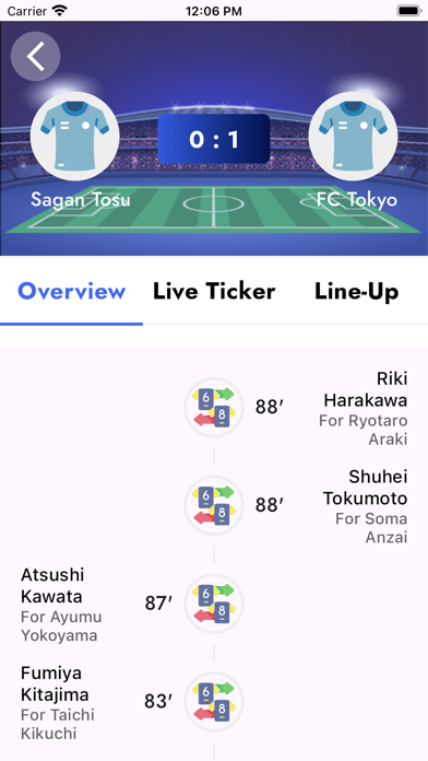 Japan Football League Scores Screenshot