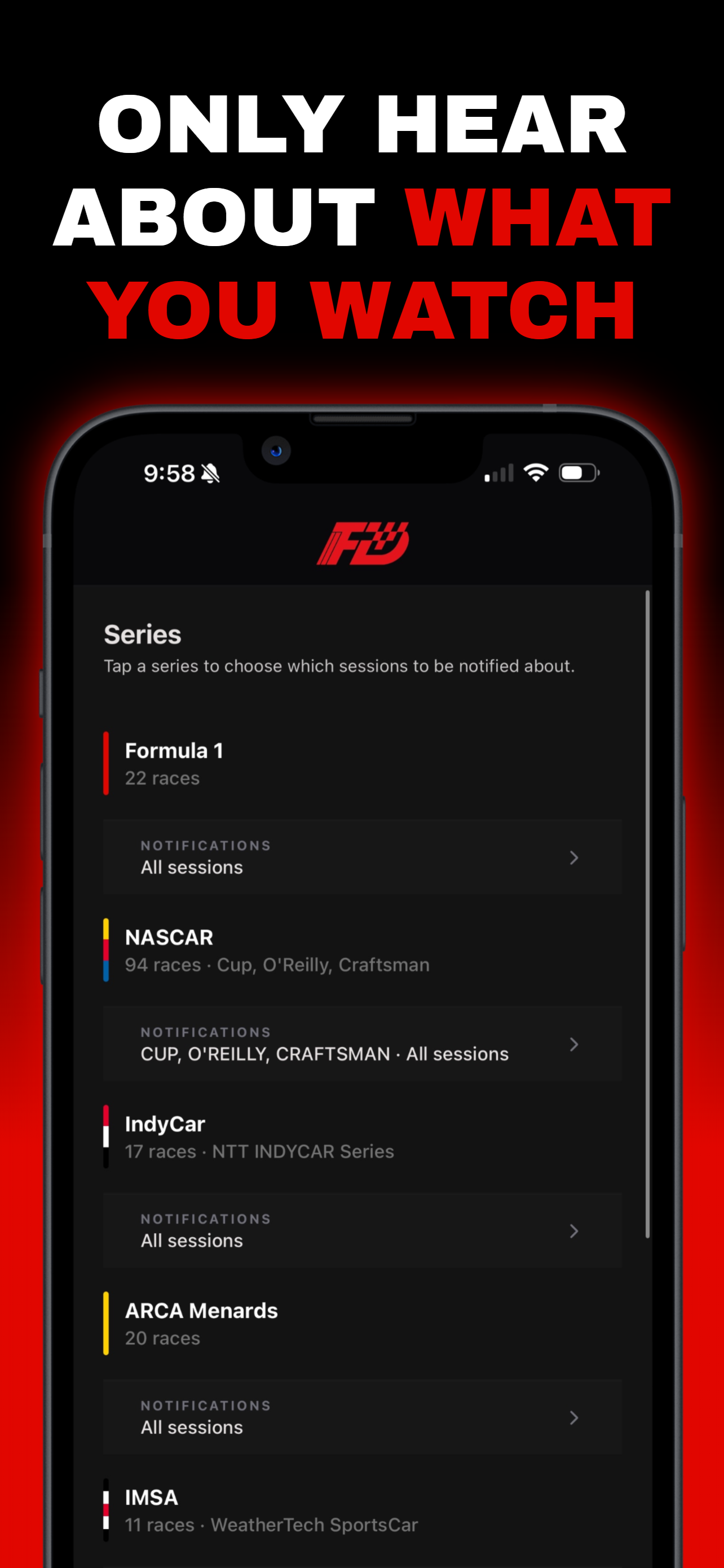 FlagDrop: Racing Schedule