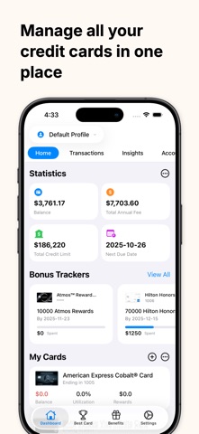 RewardsWise: 信用卡奖励返现管理 screenshot