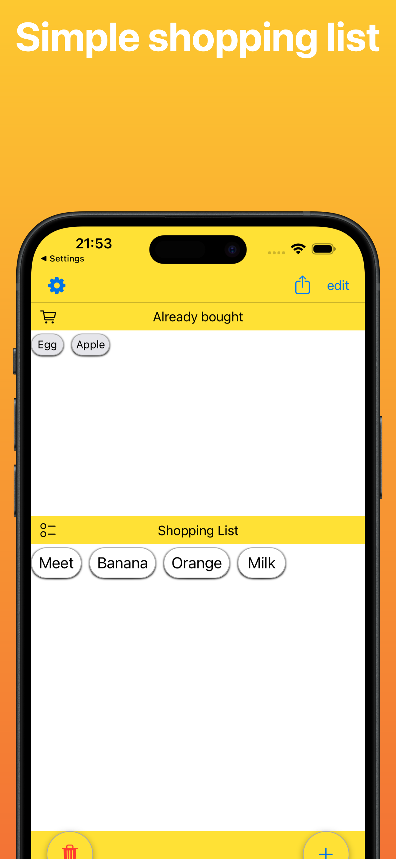 Just Tap Shopping List