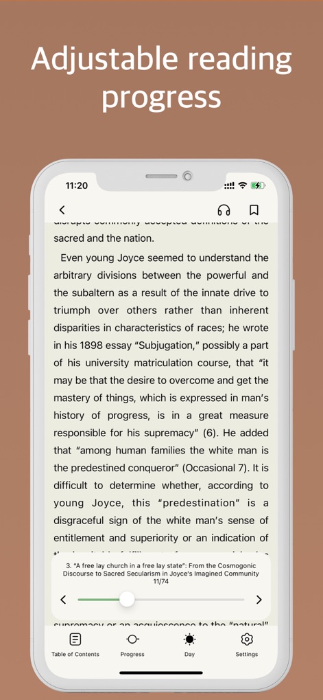 Epub Reader -read epub,chm,txt - La aplicación permite un control fluido del progreso de lectura mediante una barra deslizante interactiva y una indicación clara de la página actual y total.
