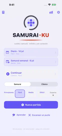 Captura de pantalla de SamuraiKu – Samurai Sudoku en iPhone 1