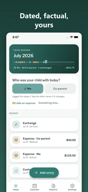 CustodyBook: Parenting Log screenshot 1