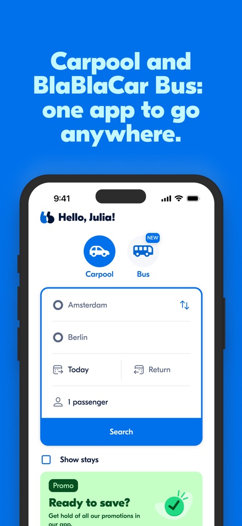 BlaBlaCar: Carpooling and Bus - Búsqueda Ágil, Opciones