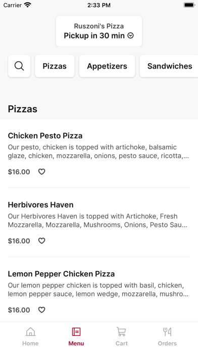 Ruszoni's Pizza iPhone screenshot 2 - Food & Drink app