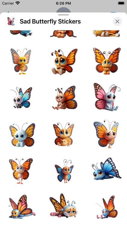 Sad Butterfly Stickers