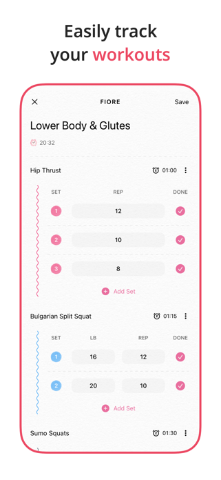 Fiore: Gym Log Workout Tracker Screenshot 2 of 4