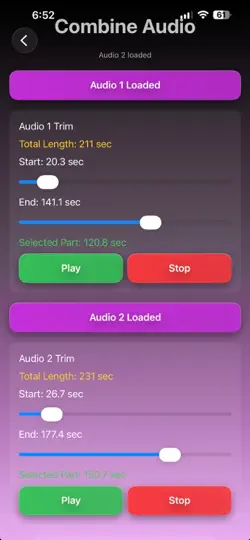 Скриншот Audiovex на iPhone 4