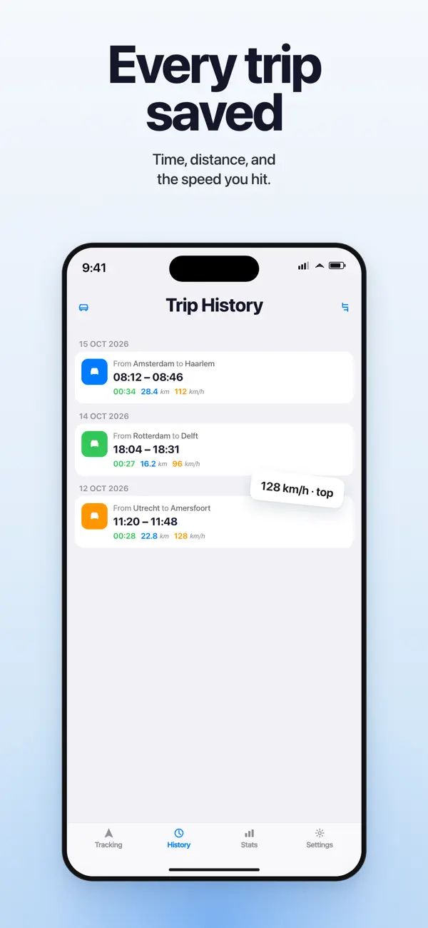 Every trip saved with full history