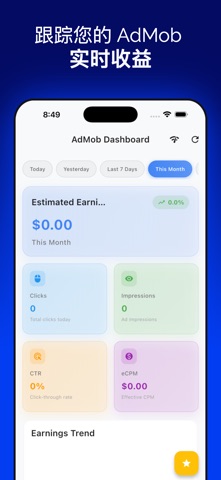 AdMob收入分析仪表板 screenshot