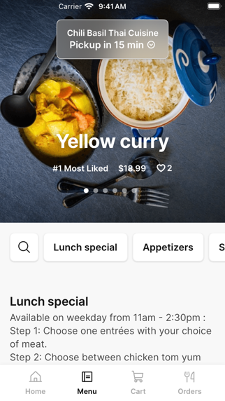 Chili Basil Thai Cuisine iPhone screenshot 2 - Food & Drink app