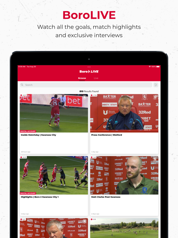 Middlesbrough FC iPad screenshot