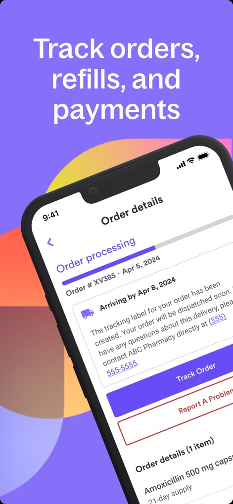 NimbleRx - This screen details the app's robust tracking capabilities, allowing users to monitor prescription delivery progress and access comprehensive order details at a glance.