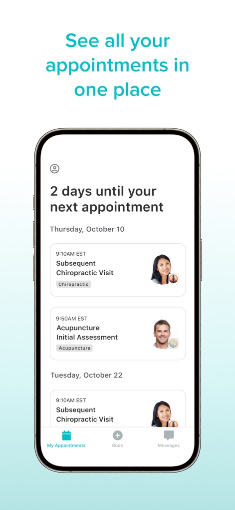 Jane for Clients - The app provides a clear overview of upcoming appointments, including dates and specific visit details for easy tracking.