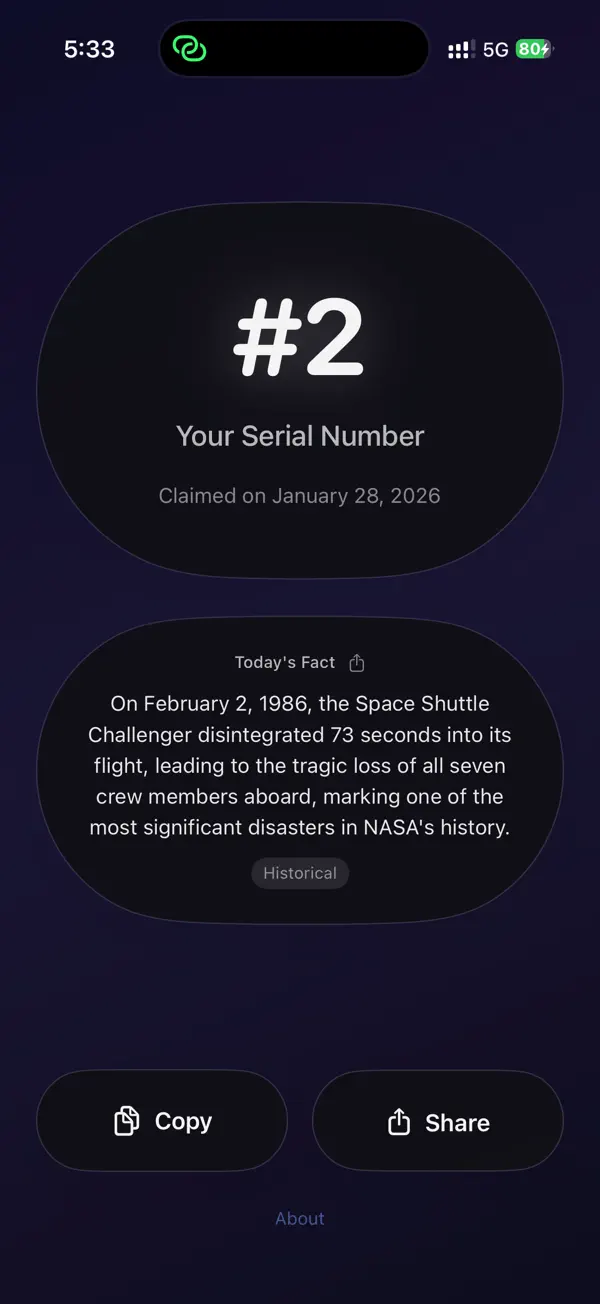 Screenshot #1 pour Serial Number