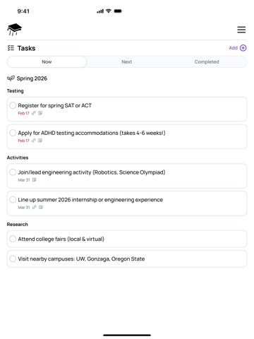 Admisio iPad screenshot