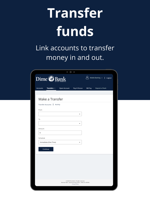 Dime Bank Mobile Banking iPad screenshot 6 - Finance app