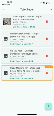 Unit Price Comparator iPhone screenshot