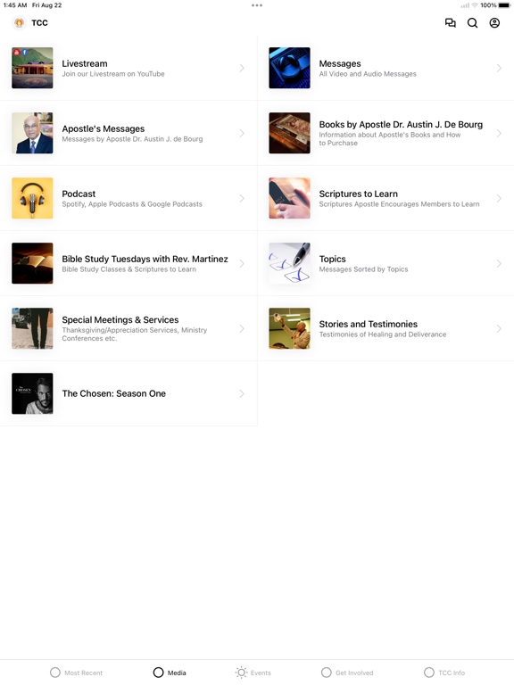 Trinidad Christian Center APP iPad screenshot 2 - Education app