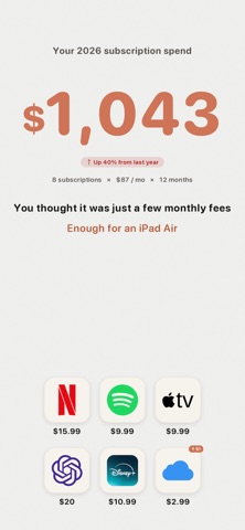 Subli-Subscription Tracker iPhone screenshot