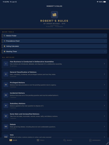 Robert's Rules of Order iPad screenshot