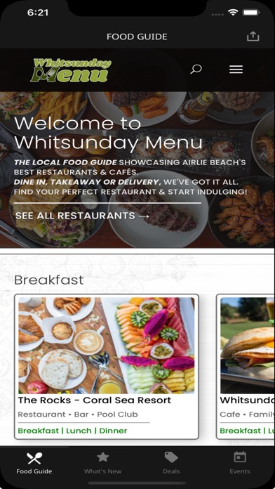 Whitsunday Menu Screenshot