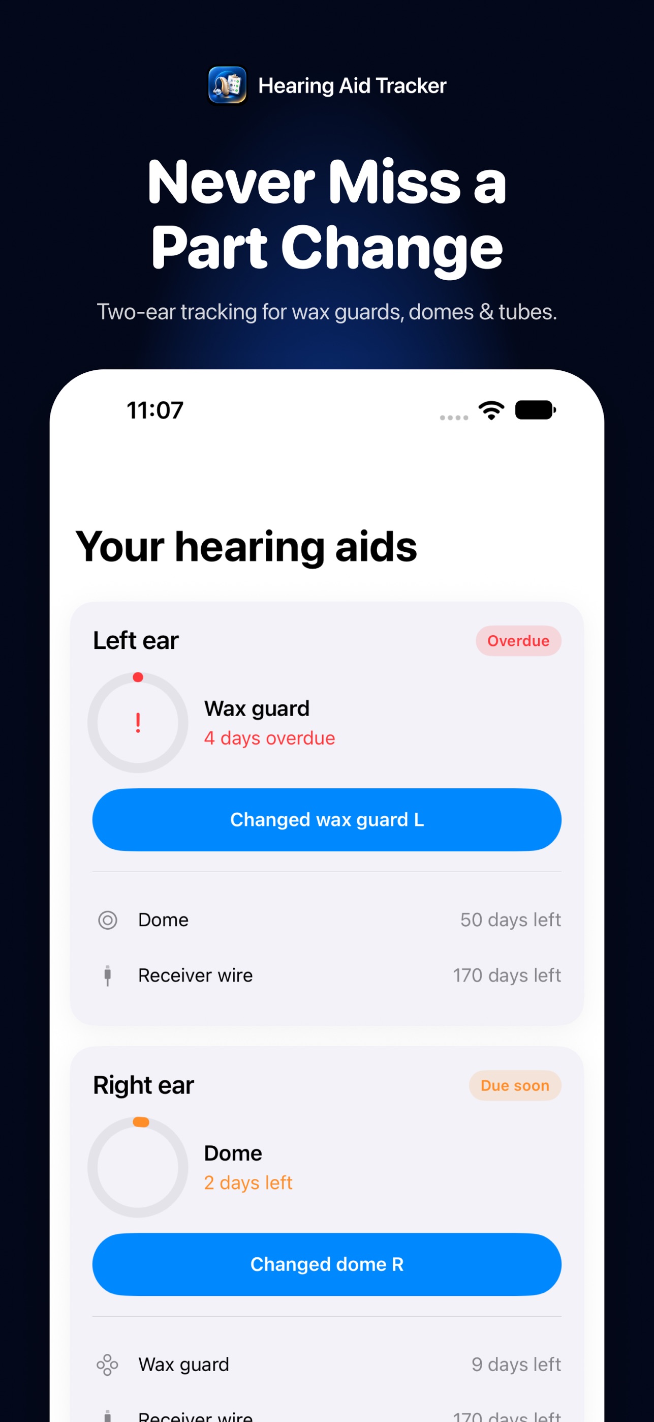 Screenshot 1 of Hearing Aid Tracker: Reminder