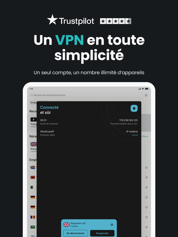 Screenshot #4 pour Surfshark VPN: Sûr et illimite