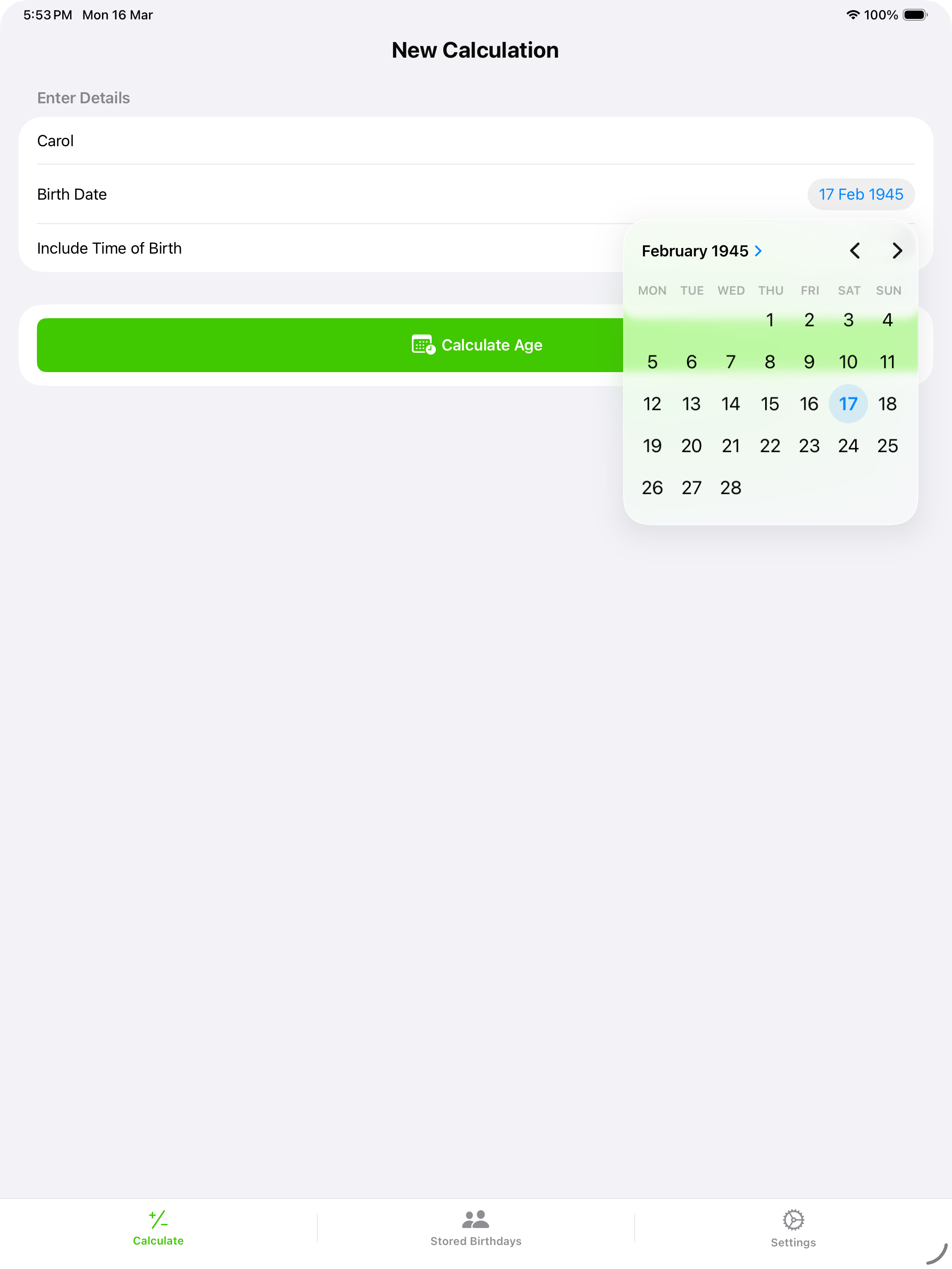 Age Calculator & Storer