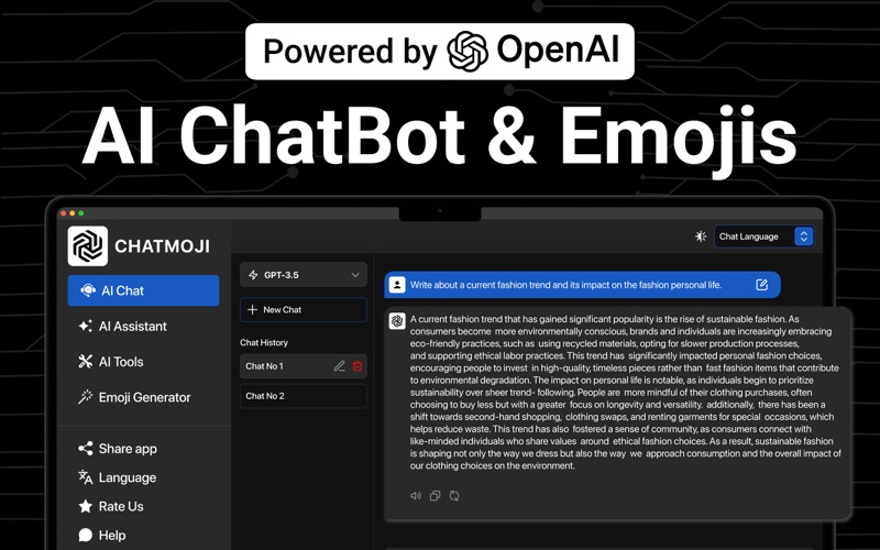 AI Chat Bot & Emoji Generator Screenshot