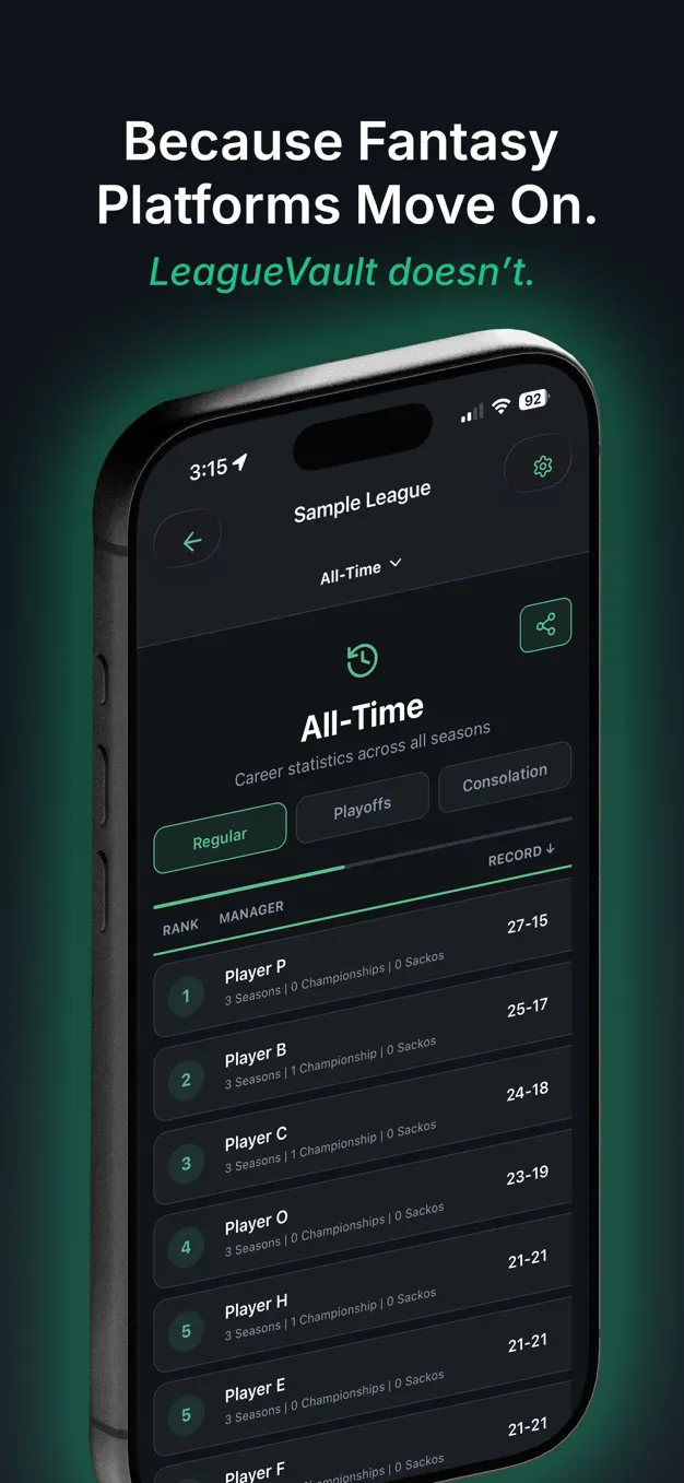 LeagueVault App Store screenshot 2