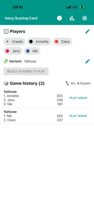Yatzy Scoring Card for Yahtzee screenshot 1