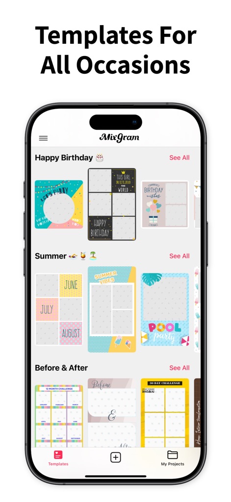 Layout Photo Collage - Mixgram - Thematic Template Gallery