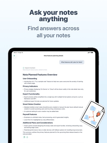 Nota: AI Notes & Knowledge iPad screenshot